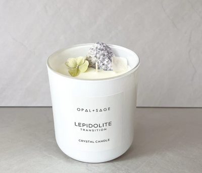 Lepidolite Crystal Candle | Large